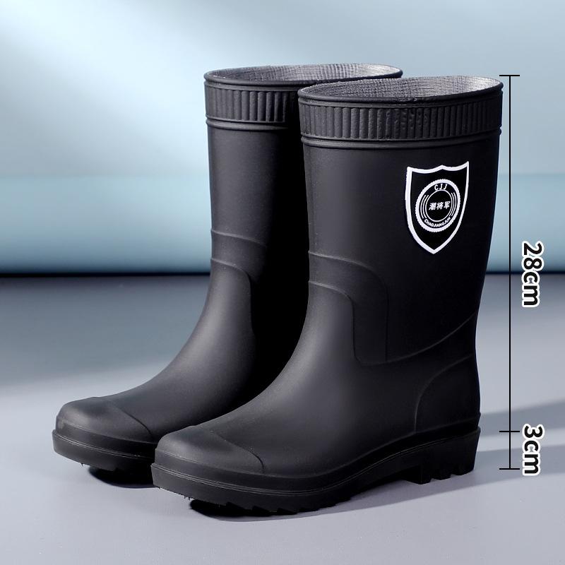 Rain shoes men's non-slip velvet high tube medium tube short tube waterproof fishing shoes rain boots men's tendon soles