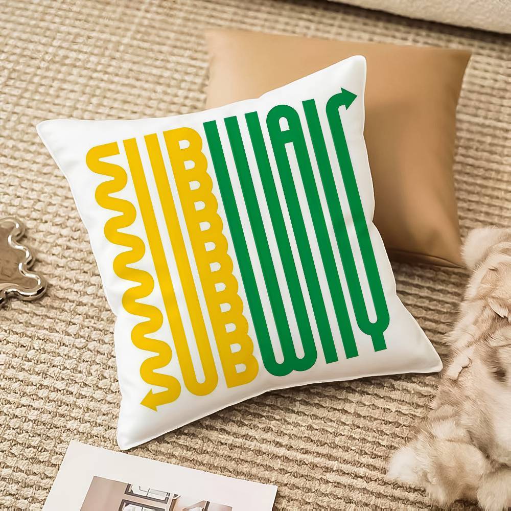 American restaurant S-Subway-s Pillow Case Anti-dustmite Invisible zipper Sofa Bed 12x12Inch