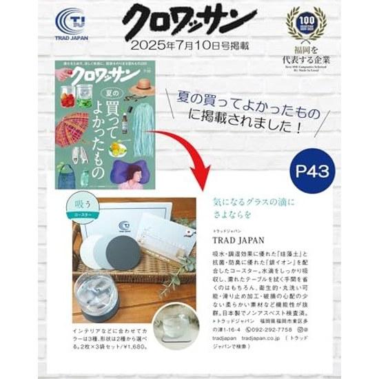 Coaster diatomaceous earth made Japan silver ions stylish absorbent (round type 2 pieces dark gray)