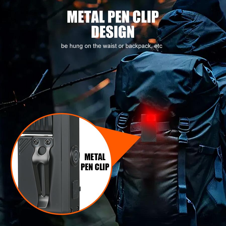 LED COB Flashlight Type C Rechargeable 600LM Portable Mini Torch Pocket Lantern Flood Work Light With Magnet For Emergency