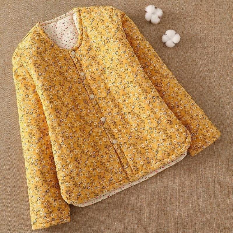 

Женская зимняя свободная хлопковая куртка с хлопковой курткой и внутренней подкладкой для тепла, короткая облегающая хлопковая куртка с цветочным принтом 5XL