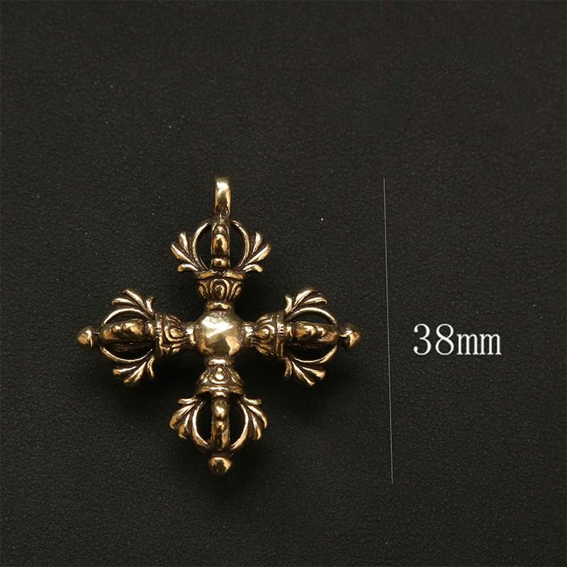 Vintage Copper Vajra Pestle Keychain Pendant Feng Shui Ornament Religious Home Decorations Antique Brass Desk Decors