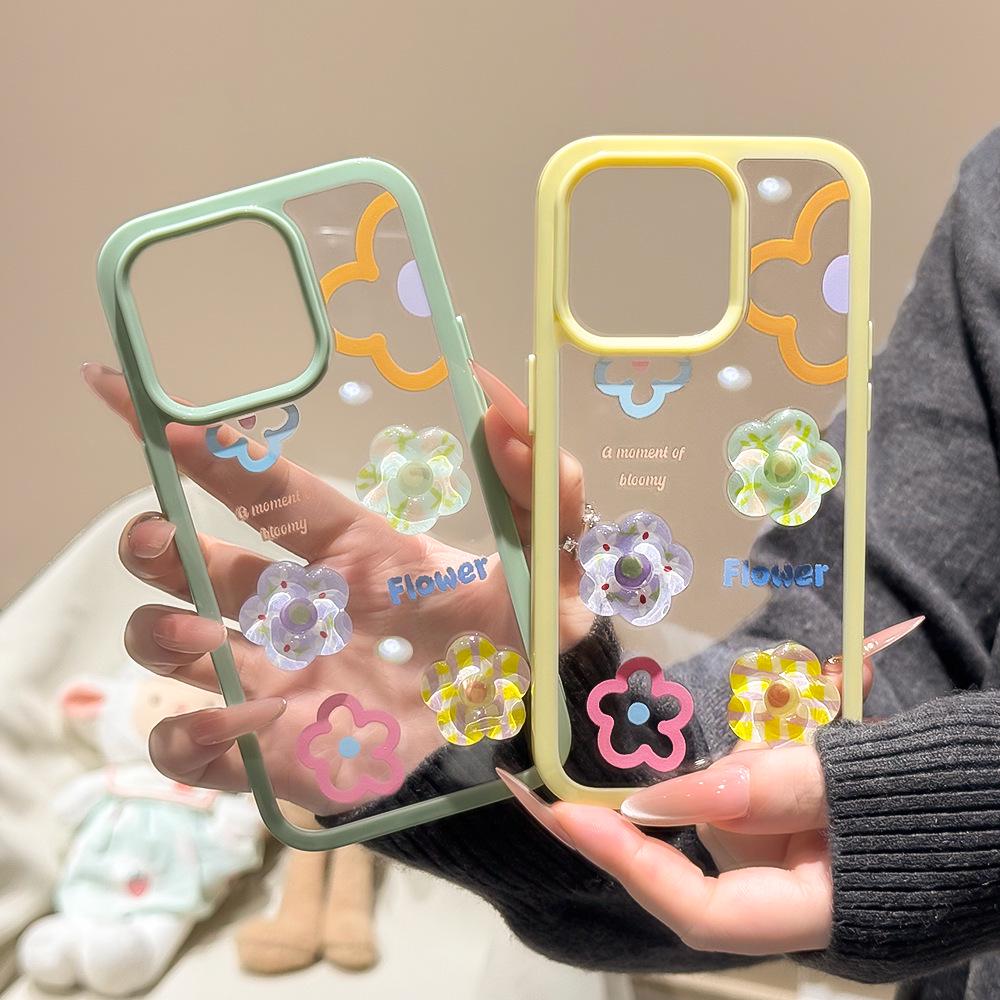 Coque transparente à motif floral pour iPhone 17/16 Pro Max, protection intégrale, compatible avec l'iPhone 15
