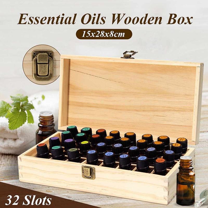 For doTERRA 32 Grids Essential Oil Natural Wood Box Aromatherapy Wooden Box Treasure Jewelry Storage Organizer Handmade Craft