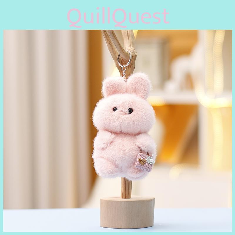 Adorable Plush Toy Rabbit Keychain Soft Short Fur Doll Perfect For Girls Gifts