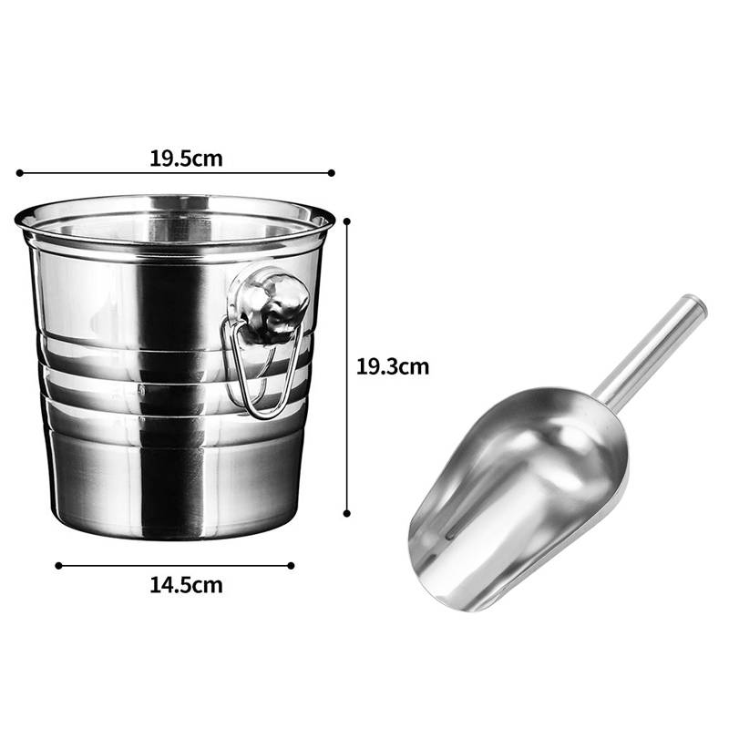 Ice Bucket Stainless Steel Double Wall Wine Cooler Insulated Tabletop Wine Chiller for Champagne Fits Most Standard Sized Bottle
