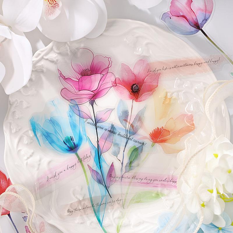 12 listů INS Rostlina Květina Scrapbookingové materiály PET Samolepkový balíček Junk Journal Koláž Dekorativní Estetické Papírnictví Samolepky