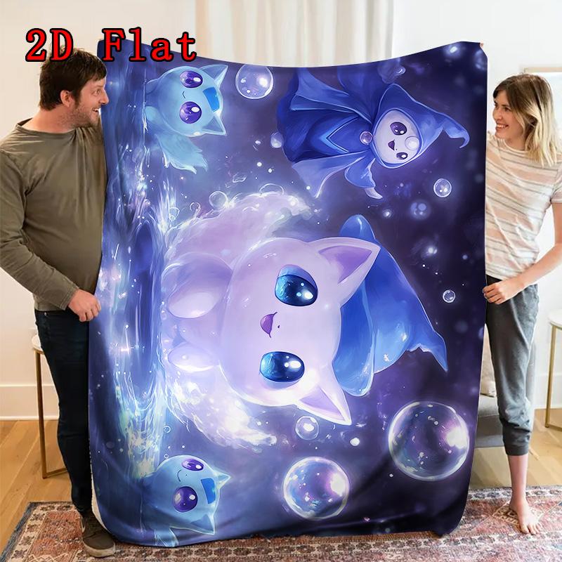 Cute blue sprite 2D Flat Pattern Flannel Blanket High quality All Seasons Warmth and Comfort Perfect for Christmas Gifts.PMT0914406
