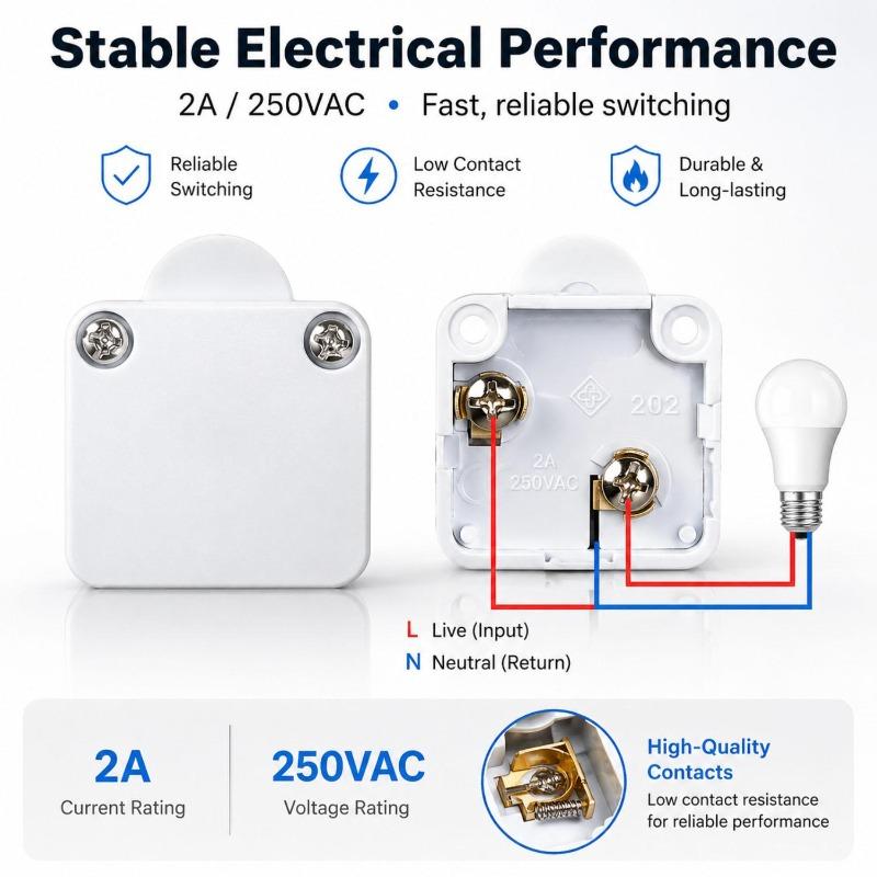 1/10x Automatic Reset Cabinet Light Switch Household Door Control Switch for Wardrobe Cupboard Furniture Lamp Sensor Controller