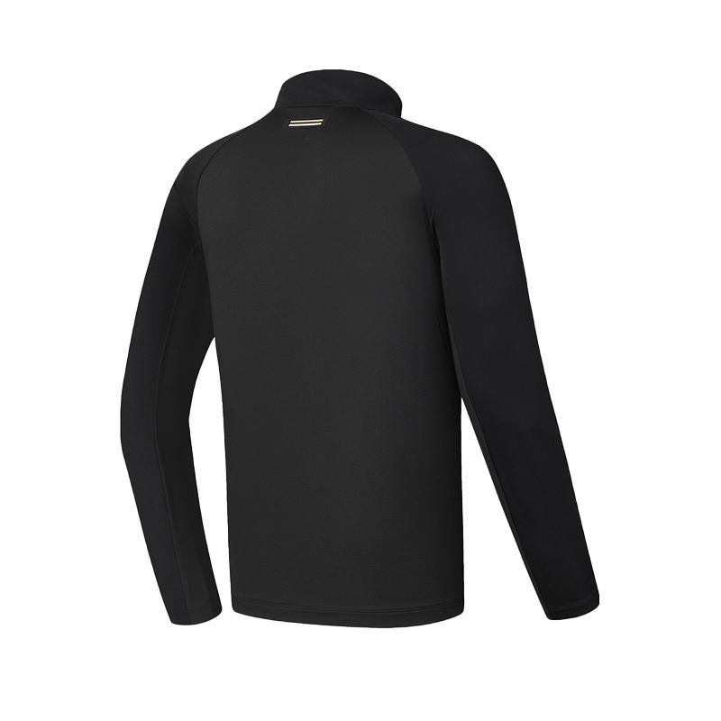 Fila Golf Series Comfortable Solid Color Pullover Stand Collar Long Sleeve T-Shirt Men Tops Deep-Black A11M515216F-BK