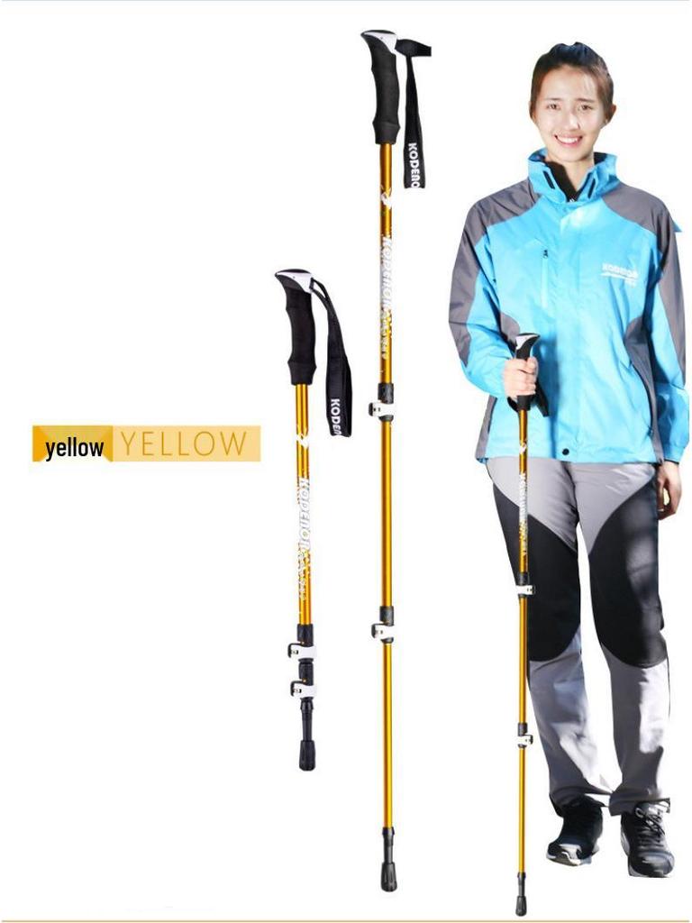 Baston de trekking telescopic din aliaj de aluminiu 7075 - Ușor, portabil, pliabil, blocare externă pentru drumeții, schi și alpinism.