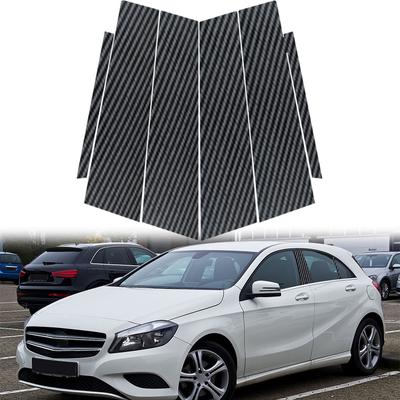6 szt. Pokrywy słupków B i C na okna i drzwi samochodowe z włókna węglowego pasujące do Mercedesa Benz Klasy A W176 5-drzwiowy hatchback 2013-2018