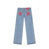 Vintage Star Print Denim Jeans Women Loose Straight Cut Streetwear Casual Pants