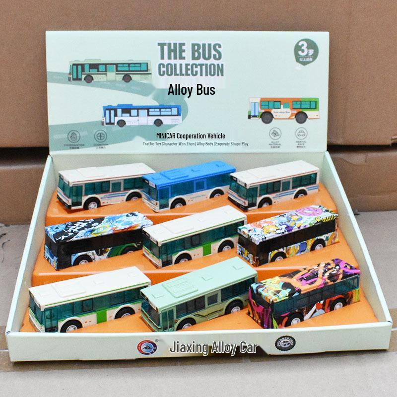 Mini Alloy Cartoon Bus Q Version Pocket Car Toy Ornament