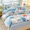 Class A Maternal Infant Grade Small Fresh Pure Cotton Abraded 4-Pcs Set, Skin-Friendly Bed Sheet Washed Cotton Quilt Cover, Dormitory 3-Piece Set