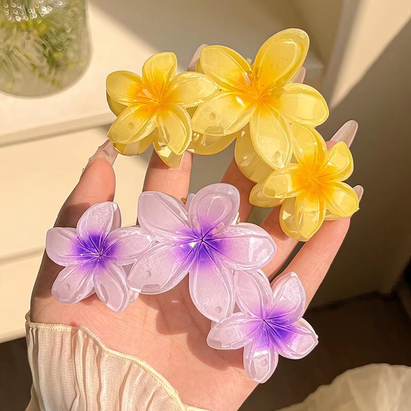 1pcs/2pcs Candy Colors Large Flower Hair Clip for Women Elegant Temperament Shark Clip able Girl Hair Claw