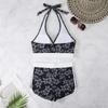 Bikini con Correa Estampada Cintura Alta Traje de Baño para Mujer Deporte Éxito