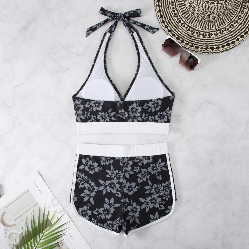 Bikini con Correa Estampada Cintura Alta Traje de Baño para Mujer Deporte Éxito