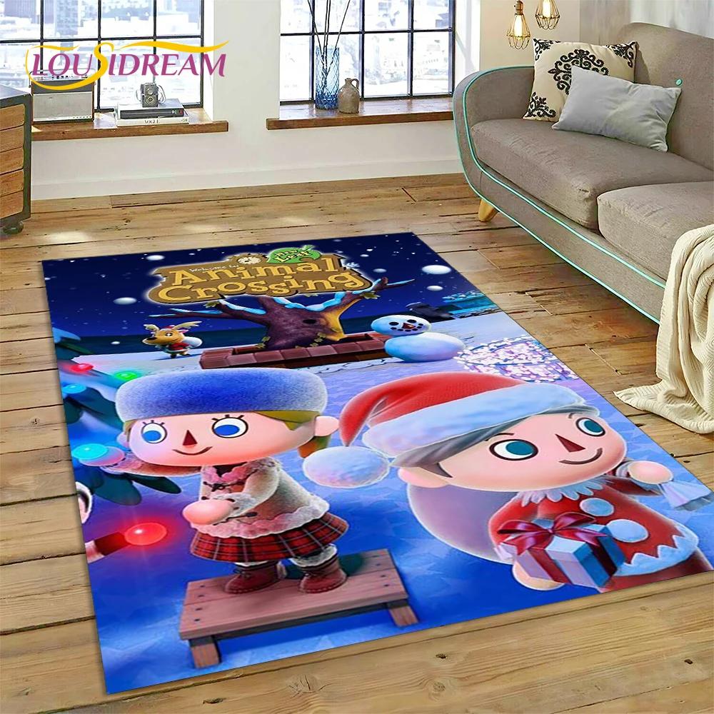 Niedlicher Animal Crossing New Horizons Cartoon Teppich für Schlafzimmer Wohnzimmer Zuhause Sofa Dekoration, Kinderspiel Große Dekor Bodenmatte
