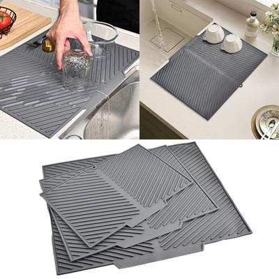 Silicone Draining Pad Diversion Opening Slope Dish Cup Storage Pad Bathroom Water Filter Pad Non-Slip Mat Kitchen Unit Heat
