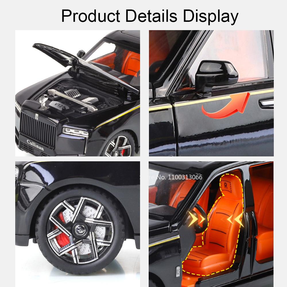 1:24 Rolls Royce Cullinan Spectre Cars Toys Models Alloy with Light Sound Miniature Car Wheel Steering Vehicles Model Ornament