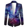 Womens Gradient Starry Sky Print Blazer Slim Fit Business Casual Jacket With Notched Lapel Single Button