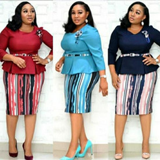 6XL African Plus Size Women's Three-Quarter Sleeve Round Neck Print Dress