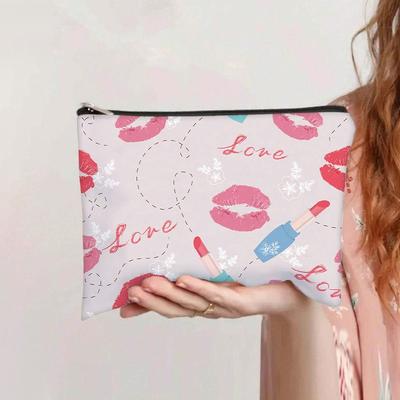 Borsa piatta da donna, pochette, astuccio per studenti, portamonete, borsa in tela di grande capacità