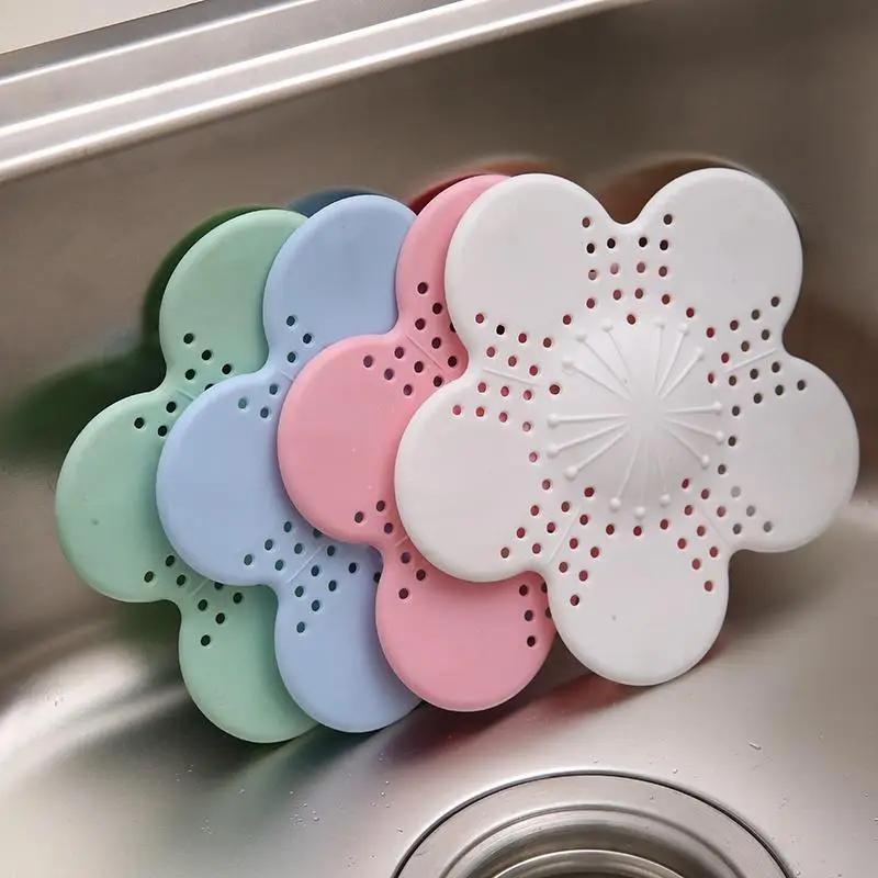 TPR Silicone Flower Shape Sink Plug Sewer Drainage Hair Clogging Bathroom Kitchen Sink Filter Floor