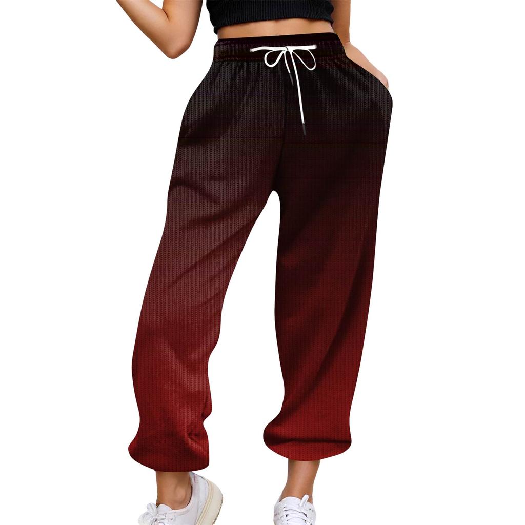 Women's Casual Pants High-waisted Belted Jogging Pants With Pockets