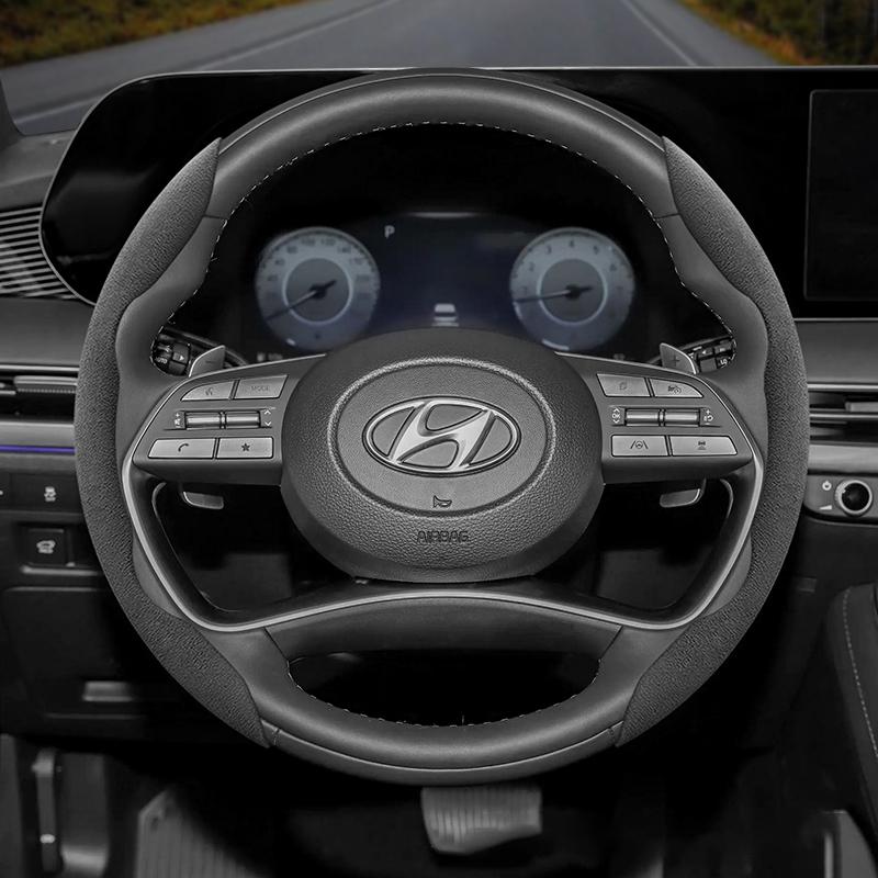 Suitable for Hyundai Anti-Slip Buckle Segmented Suede Steering Wheel Cover I30 Tucson I20 Accent I10 I40 Kona Ix35 Grand Elantra Solaris Creta Getz