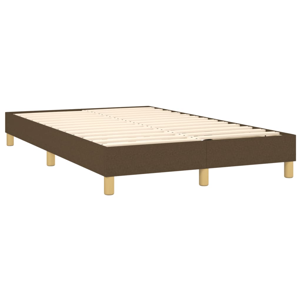Box Spring Bed with Mattress & LED Dark Brown 120x190 cm Fabric