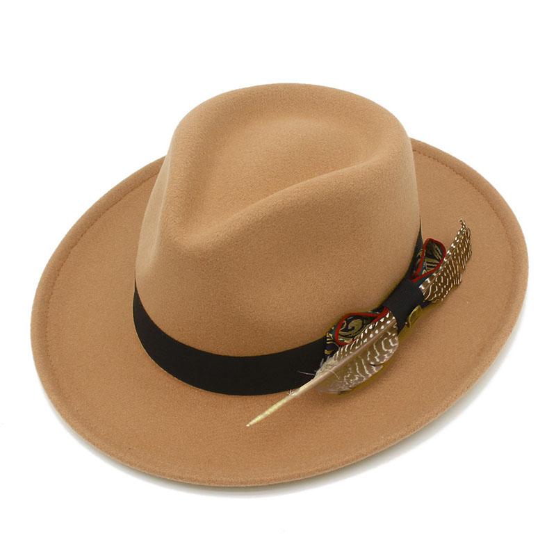 Trendy Fedora Hats Men Women Casual Vintage Caps Bowknot Feather Belt Jazz Cap Britain Derby Luxury Hat Mens Trilby Felt Caps