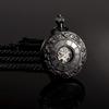 TREEWETO Klassische Mechanische Taschenuhr mit Römischen Ziffern und Anhänger, Schwarze Kette,
