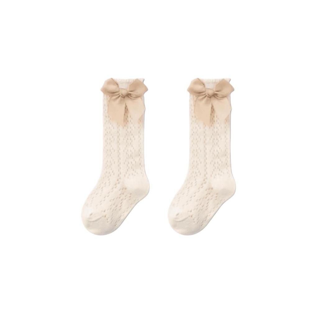 Summer Mesh Baby Socks with Bow - High Tube, Mosquito-Proof, Loose Mouth, Perfect for Spring/Summer