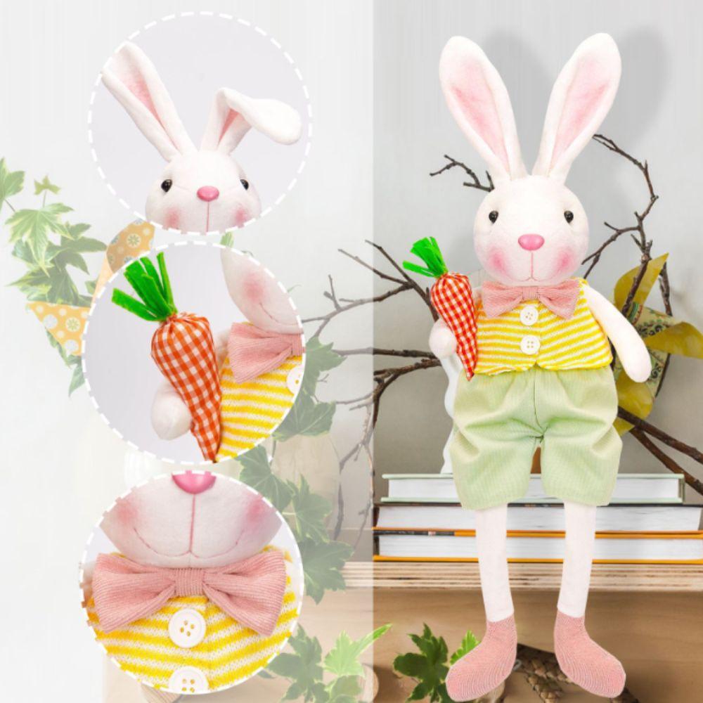 Adjustable Long Legged Easter Rabbit Decoration Carrot Flower Basket Cute Display Item Rabbit Spring Countrysides Theme
