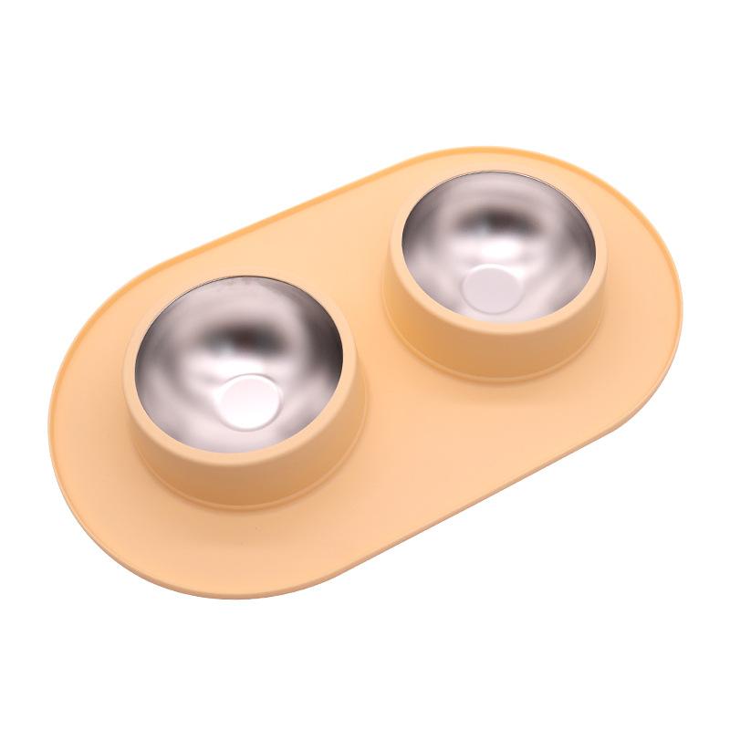 Large Capacity Stainless Steel Double Dog Bowl Removable Drinking Feeding Cat Bowl with Non-slip Mat Pet Food Storage Container