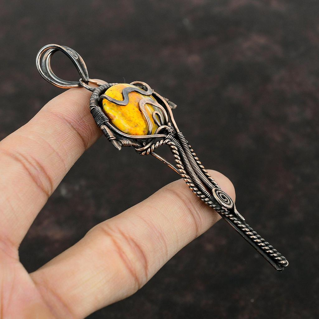 Hummeljaspis Anhänger Kupferdraht gewickelter Anhänger Handgefertigter Anhänger Edelstein Kupfer Schmuck Geschenk für Sie Geburtsstein Anhänger Damenschmuck