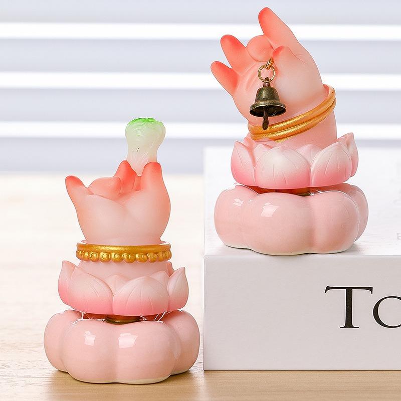 Foshou Desktop Decoration Item - Cute and Serene, Rotating for Stress Relief, Fun To Turn, Auspicious Lotus Flower Gift