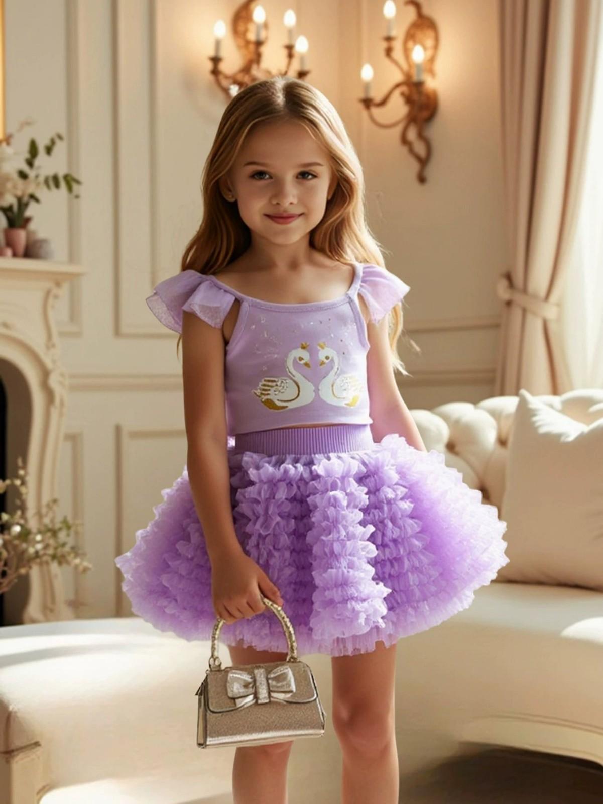 

Girls Theme Tiered Princess Dress For Birthday Parties 100