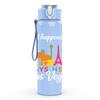 1PC Paris Tower Vacation Text 750ml Color Plastic Sports Water Bottle Leakproof Flip Straw Lid Suitable for Sports Office Home Use