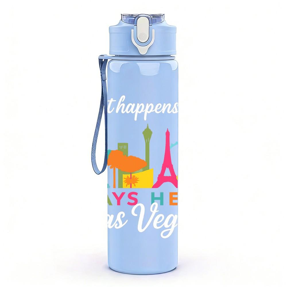 1PC Paris Tower Vacation Text 750ml Color Plastic Sports Water Bottle Leakproof Flip Straw Lid Suitable for Sports Office Home Use