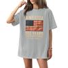 Women's Casual Fashion Round Neck Casual American Flag Print Short Sleeve T-Shirt Top