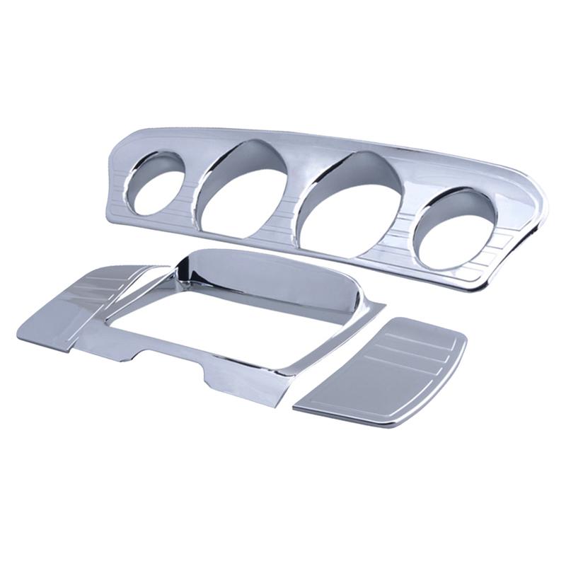 Motorcycle Tri Line Gauge and Stereo Trim Cover Chrome Decorative Accent for Touring Tri Glides 2014-2018