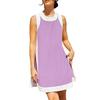 Two Piece Set for Women Summer Boho Color Block Outfits Sleeveless Crewneck Side Slit Mini Dress Casual Lounge Short Sets