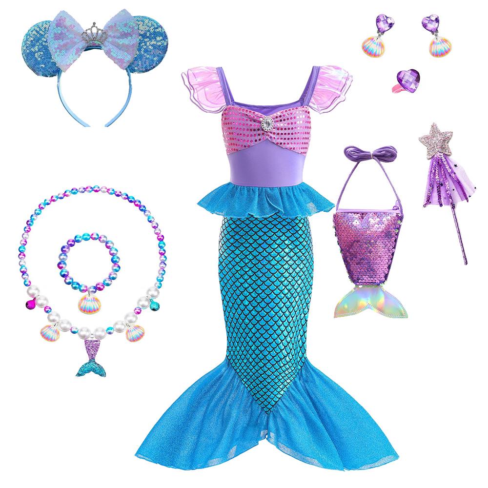 Дитячий костюм косплею русалки, костюм для рольових ігор для дівчаток, костюм для карнавалу, Хелловіну, дня народження, літня сукня принцеси