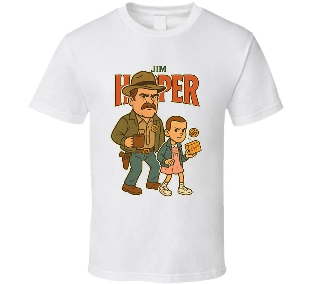 Jim Hopper Stranger Things Tv Show Caricature Retro Look Fan T Shirt 2XL