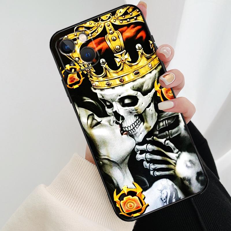 Skeleton Skull Kiss Phone Case For iPhone 17 Pro Max 14 13 12 11 15 16 Pro Max Mini 15 16 Plus 16e 17 Air Cover