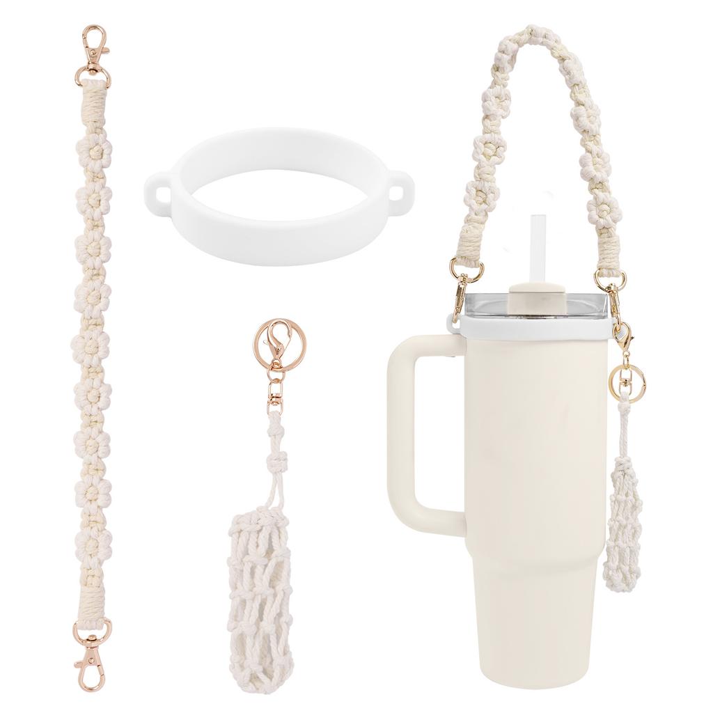 Water Cup Lanyard, Hand-woven Flower Thermos Cup Rope, Female