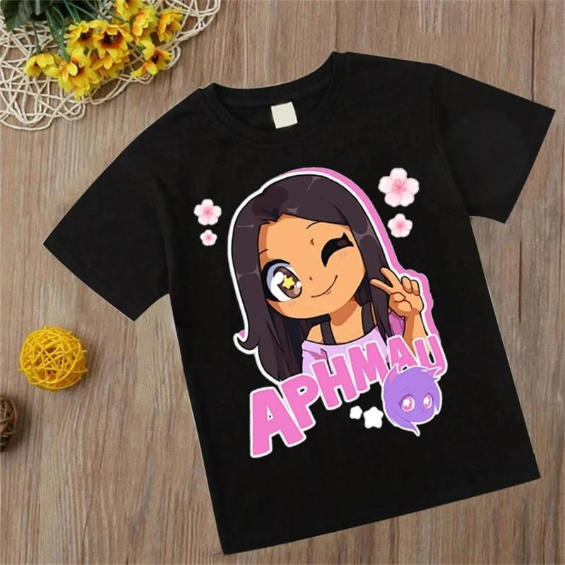 

Kids Cotton T-Shirts Cartoon Anime Cat Print Tops for Girls Boys Aphmau Outfits Womens T-Shirts Fashionable Children s Clothing 110